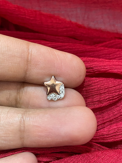 92.5 Silver Rose Gold Plated Star Earrings for Women | Stylish Celestial Design | Elegant Trend Jewellery