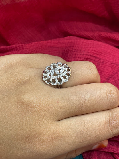92.5 Silver Elegant White Stone Ring for Women Size 17 | Classy Premium Design | Stylish Jewellery