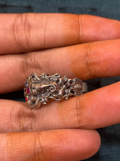 92.5 Silver Multi Stones Men’s Ring | Stylish Statement Design | Elegant Jewellery