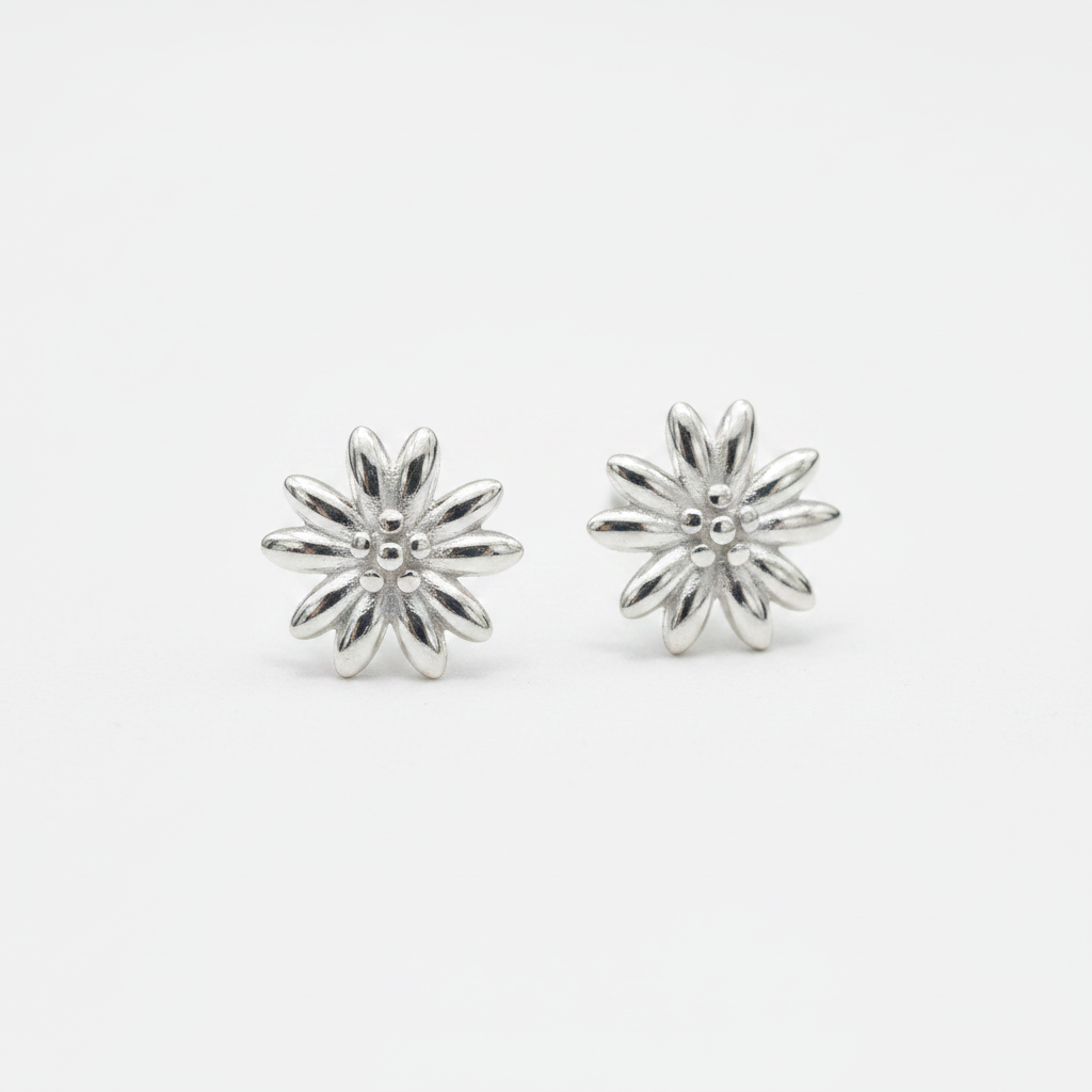 92.5 Silver Stylish Flower Earrings for Women | Elegant Floral Design | Everyday Wear Jewellery