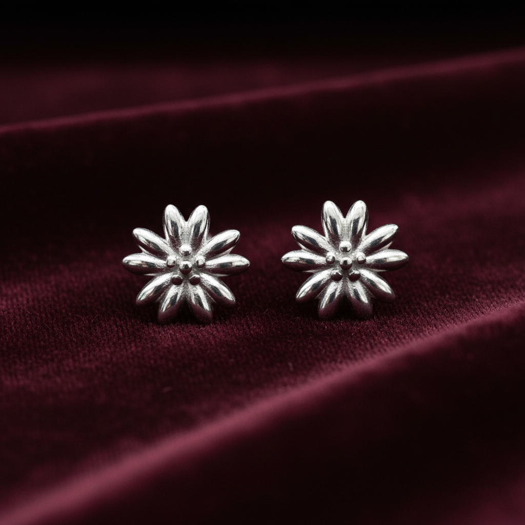92.5 Silver Stylish Flower Earrings for Women | Elegant Floral Design | Everyday Wear Jewellery