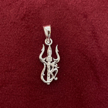 92.5 Sterling Silver Trishul Om Pendant