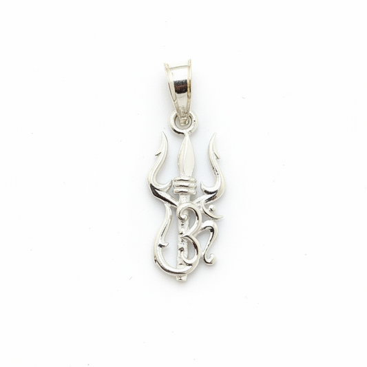 92.5 Sterling Silver Trishul Om Pendant