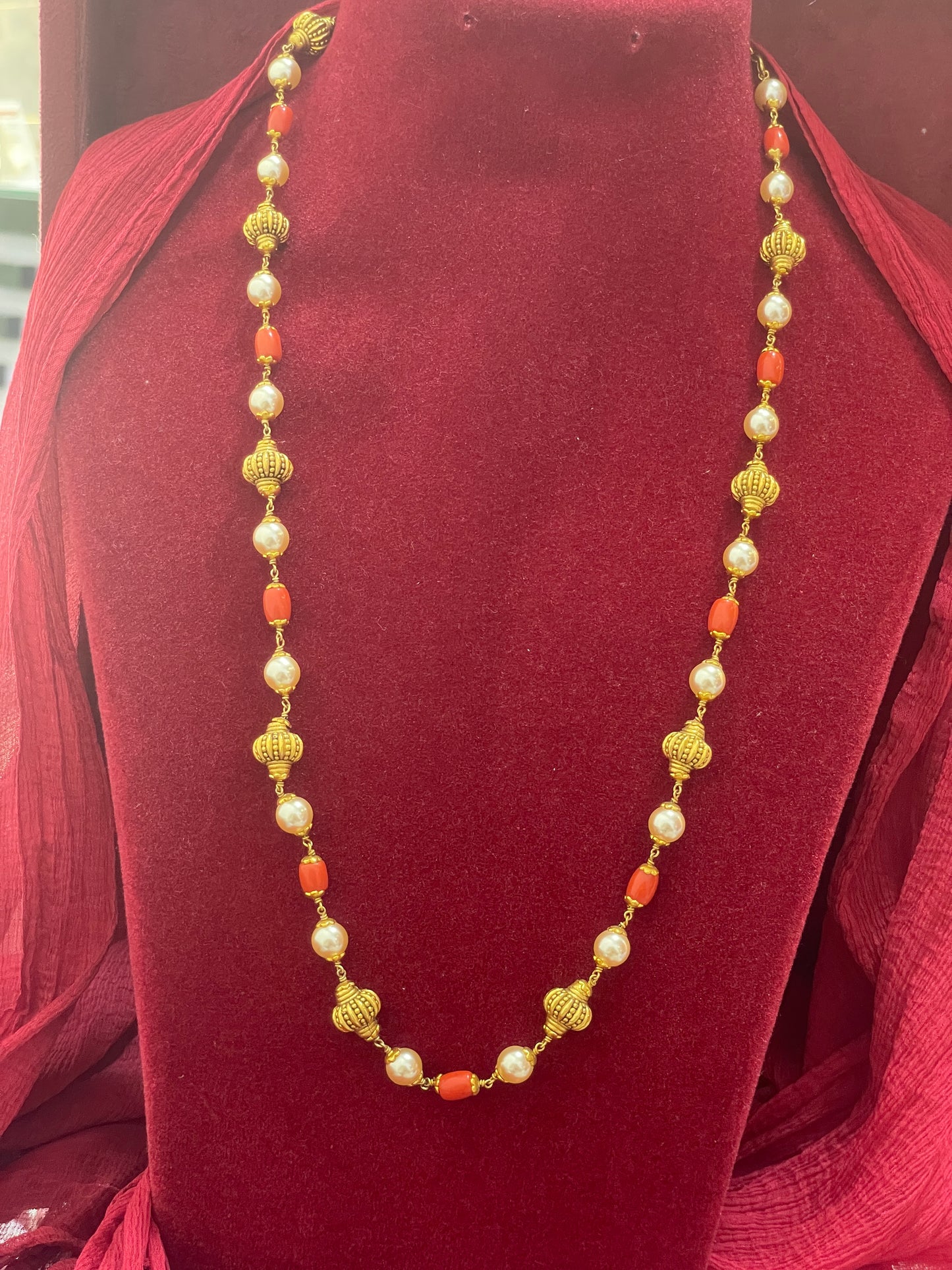 Silver gold plated nakshi mala 21 inches