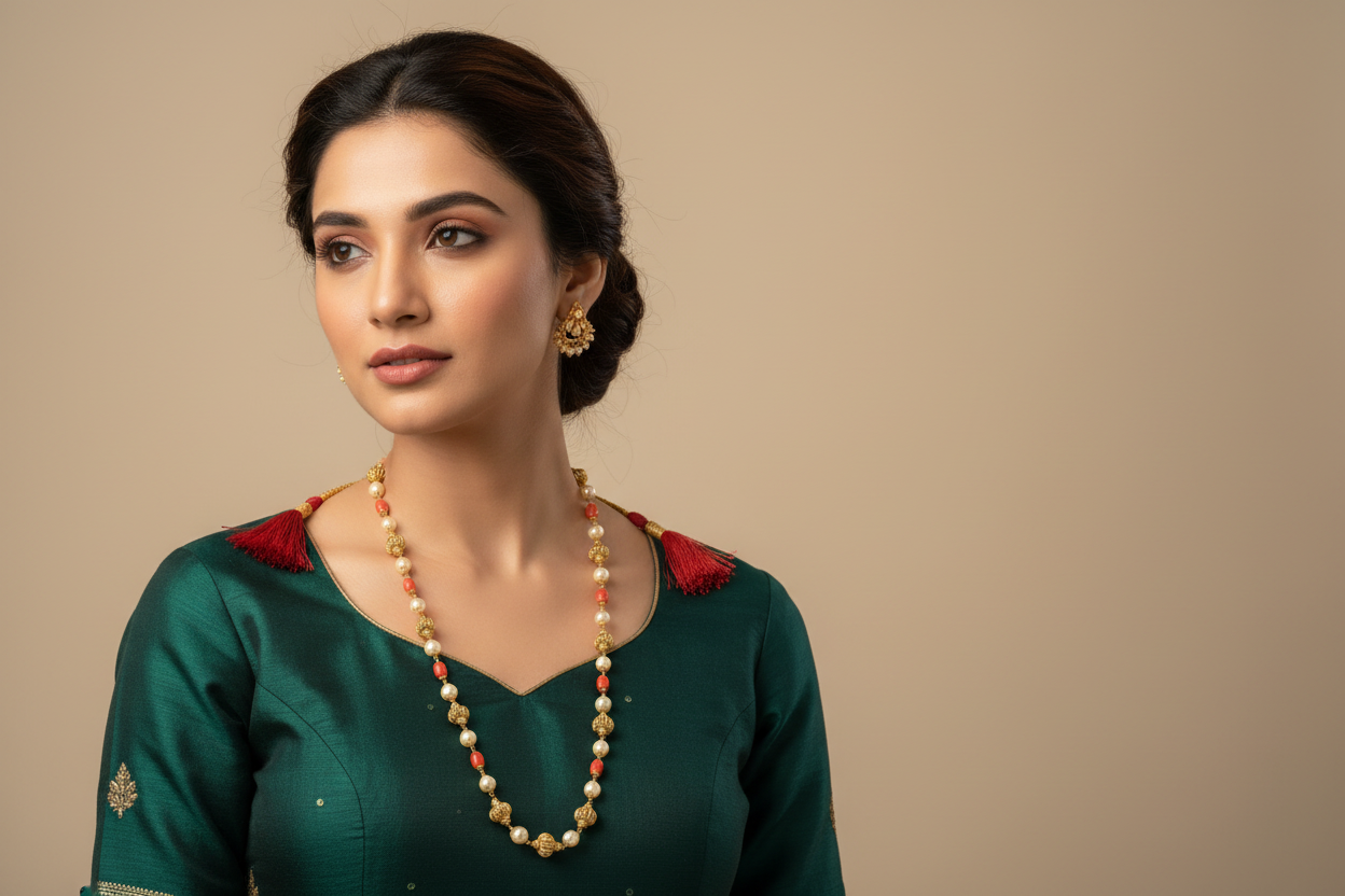 Silver gold plated nakshi mala 21 inches