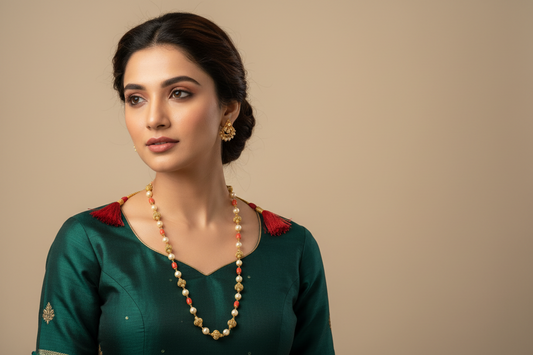 Silver gold plated nakshi mala 21 inches