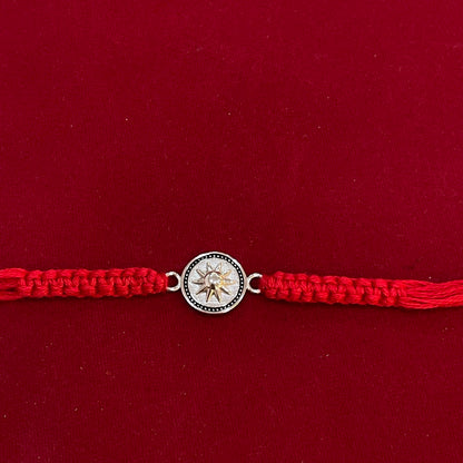 925 Sterling Silver Star Rakhi | Red Thread Rakhi for Raksha Bandhan
