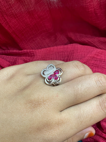 92.5 Silver Stylish Flower Ring for Women Size 14 | Elegant Floral Design | Daily Wear Jewellery