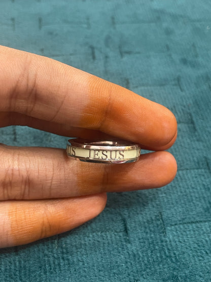 92.5 Silver JESUS Men’s Ring Size 16 | Stylish Spiritual Design | Elegant Jewellery