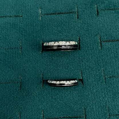 92.5 Silver Black Stripe Couple Rings - Men's 19 & Women's 10