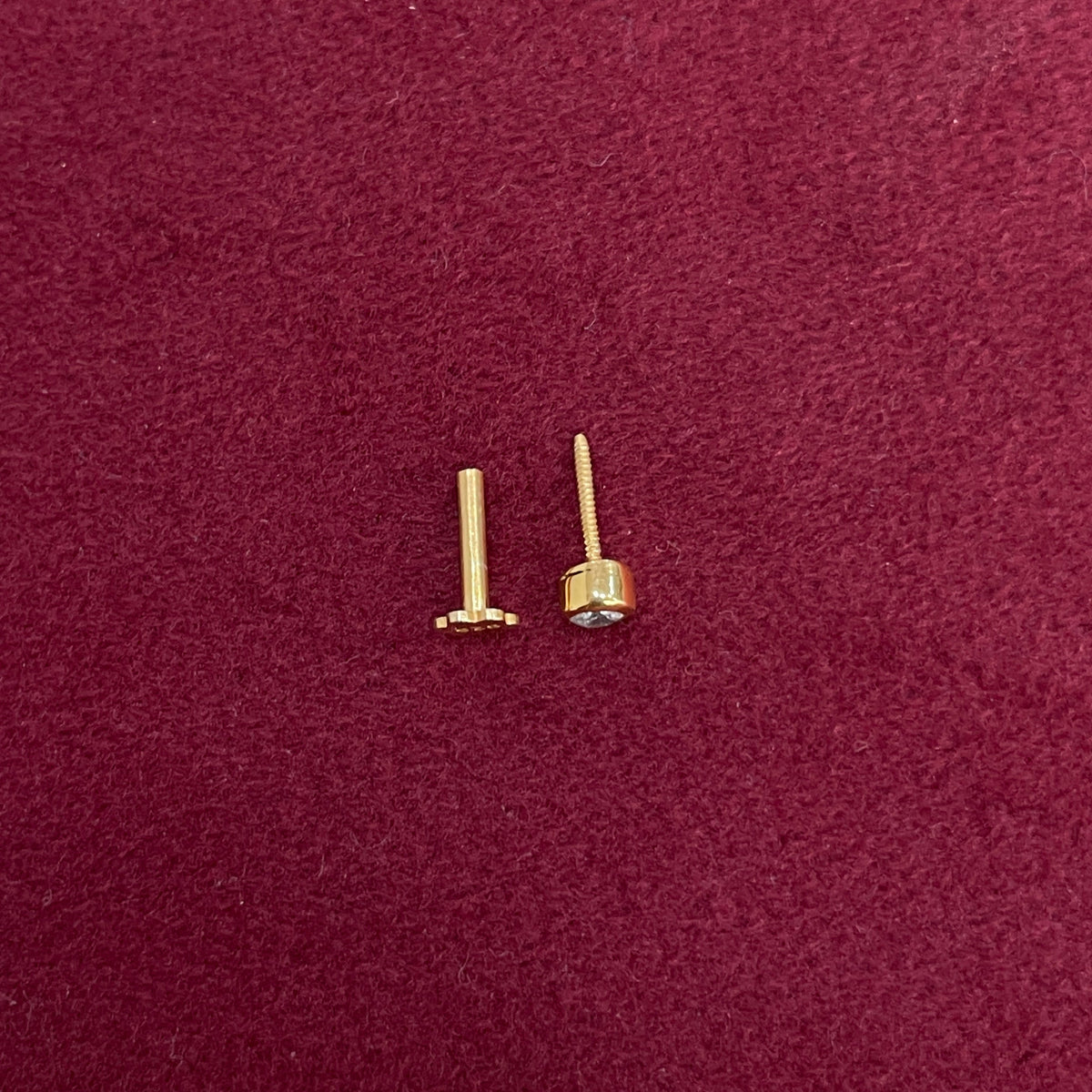 92.5 Sterling Silver Gold Plated Bezel Set CZ Solitaire Nose Pin