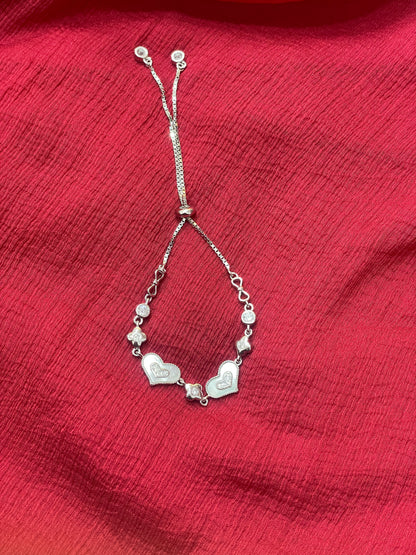 92.5 Silver Stylish Heart Bracelets for Women | Elegant Love Design | Trendy Jewellery Collection