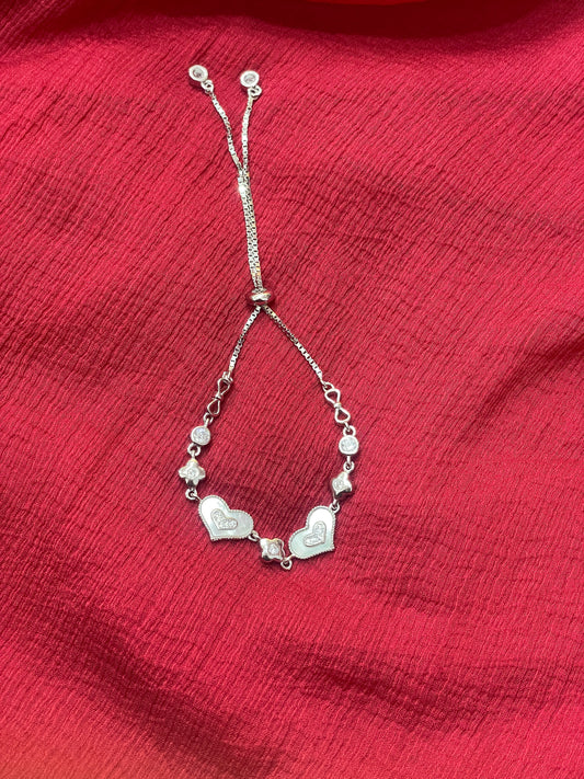 92.5 Silver Stylish Heart Bracelets for Women | Elegant Love Design | Trendy Jewellery Collection