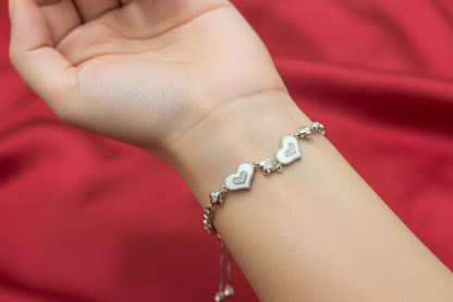 92.5 Silver Stylish Heart Bracelets for Women | Elegant Love Design | Trendy Jewellery Collection
