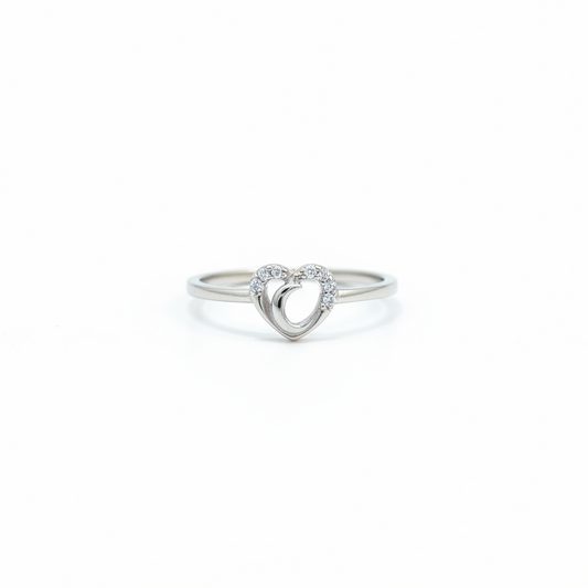 92.5 Silver Open Heart Stone Ring Size 12