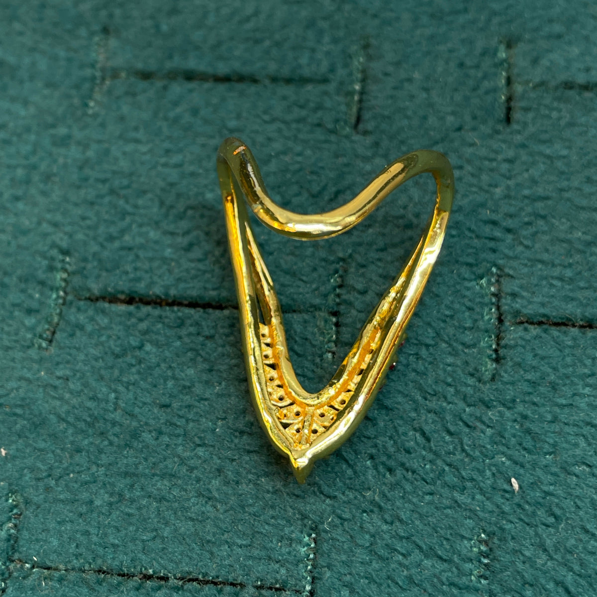 92.5 Silver Gold Plated Pink & Green CZ Vanki Ring for Women
