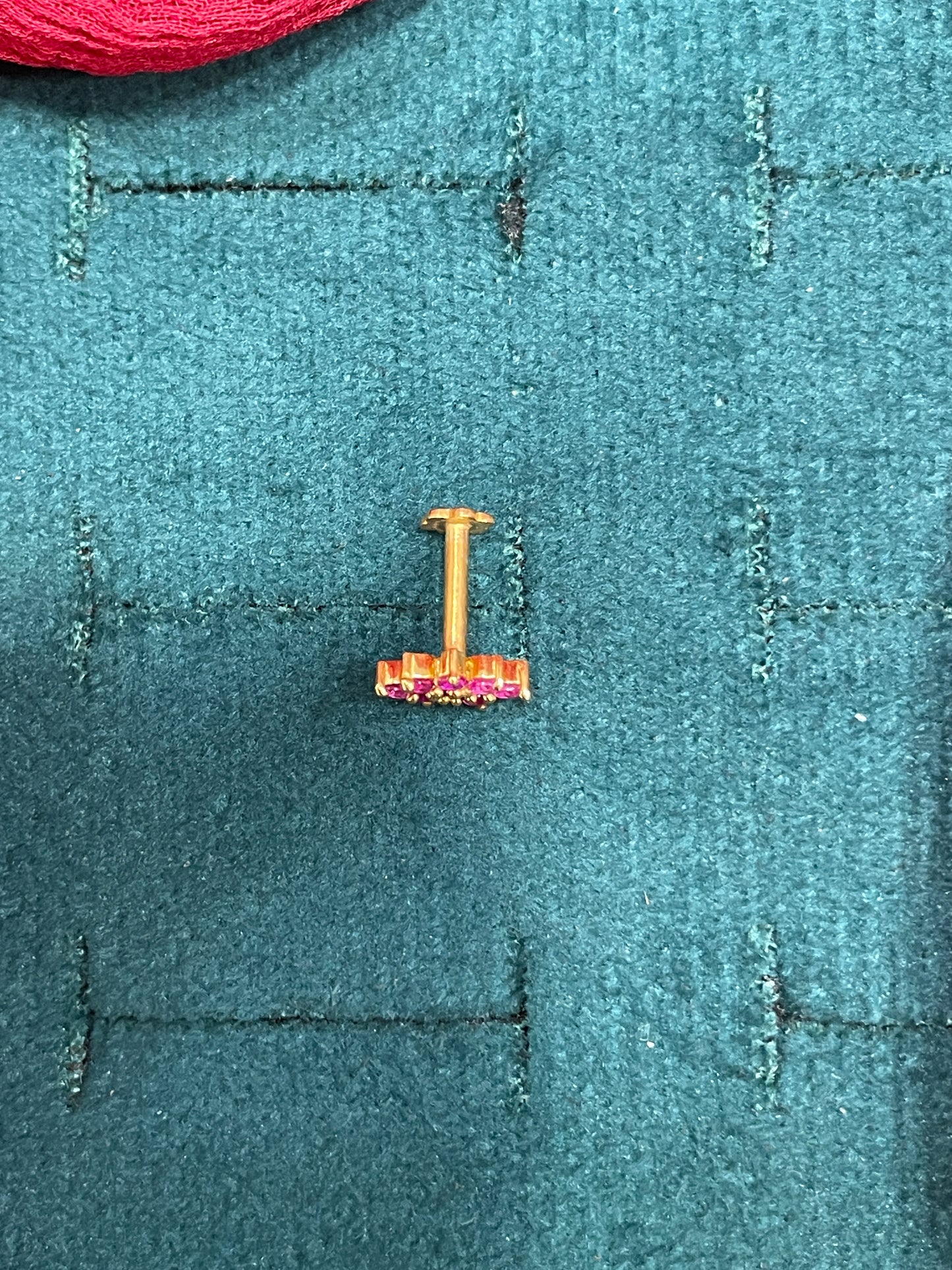 925 Silver Gold Plated Ruby Nose pin