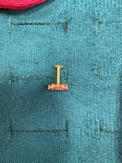 925 Silver Gold Plated Ruby Nose pin