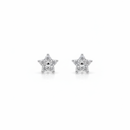 925 Silver 5 Petal Flower Studs - Ball back
