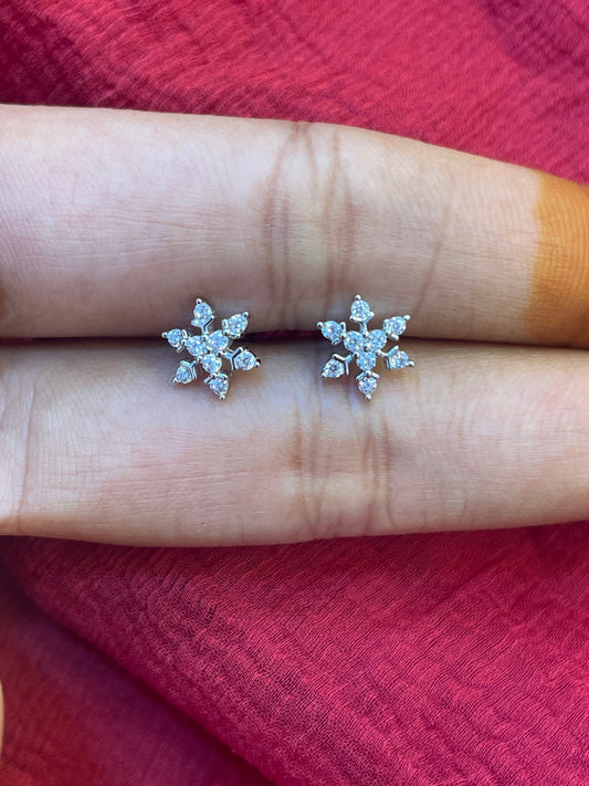 92.5 Silver Floral Earrings | Classic Flower Design | Elegant Jewellery