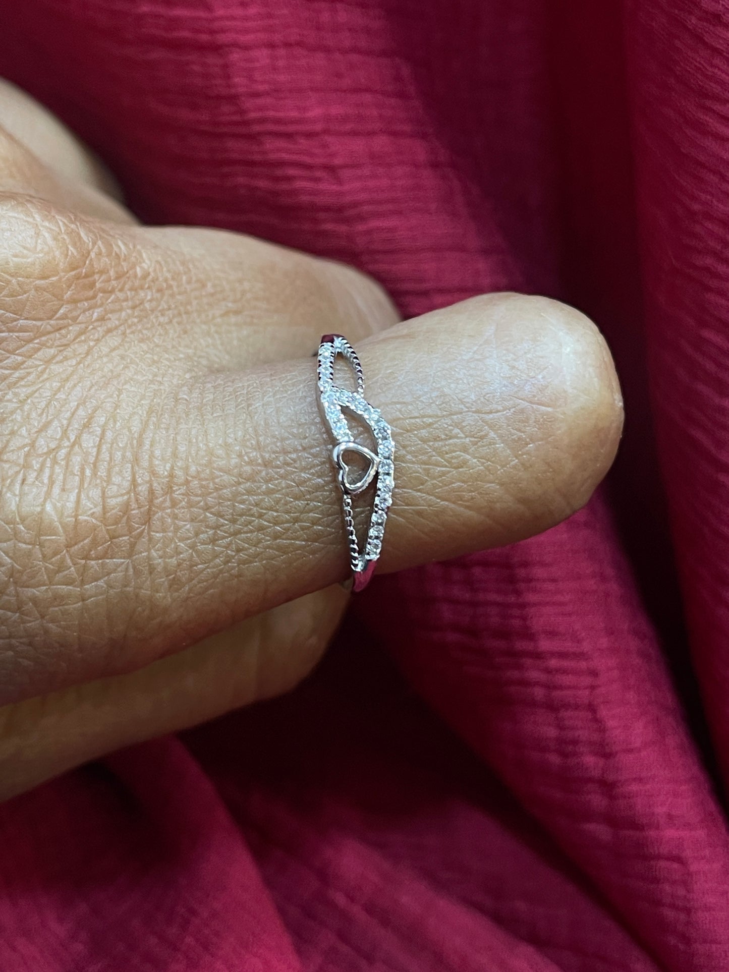 925 Silver Heart Ring- Size 12