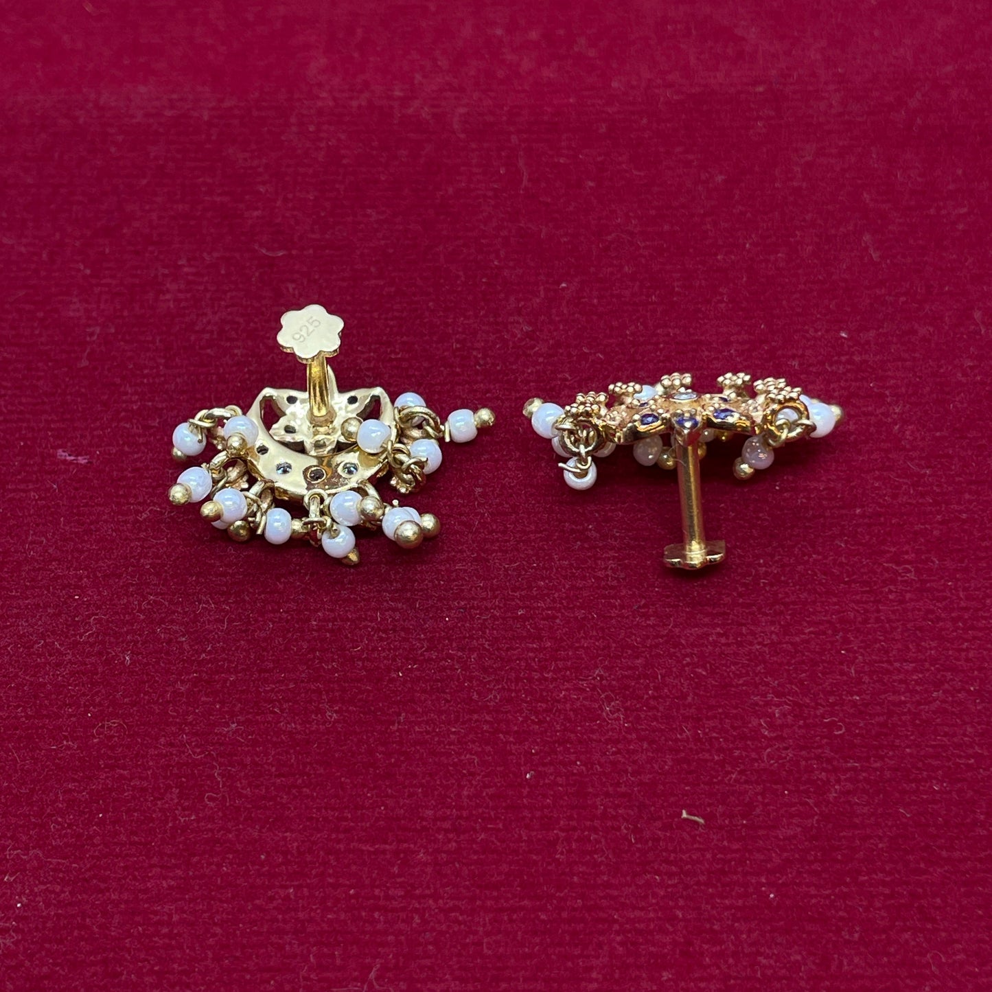 925 Silver Gold-Plated Chandbali Stud Earrings