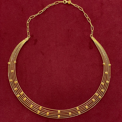 925 Silver Gold-Plated Five-Line Blossom Necklace