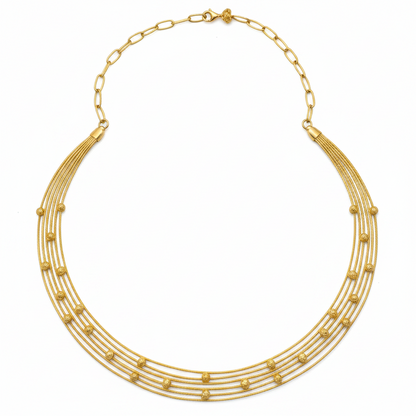 925 Silver Gold-Plated Five-Line Blossom Necklace