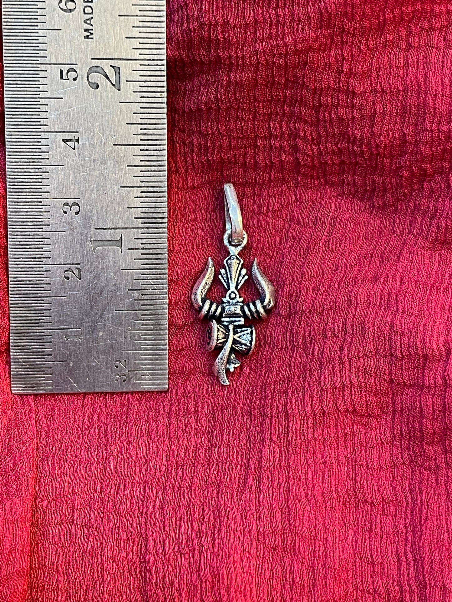 92.5 Silver Oxidised Trishul Damaru Pendant for Men & Women | Shiva Sacred Symbol | Antique Temple Jewellery