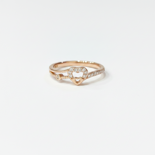 Silver Rose Gold Heart Ring for Women