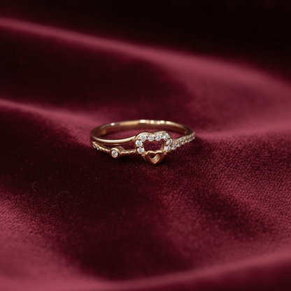 Silver Rose Gold Heart Ring for Women