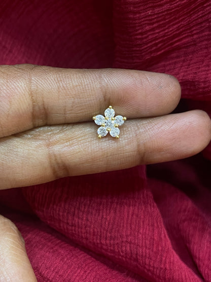 925 Silver Gold Plated 5 Petal Studs for Women | Floral Design