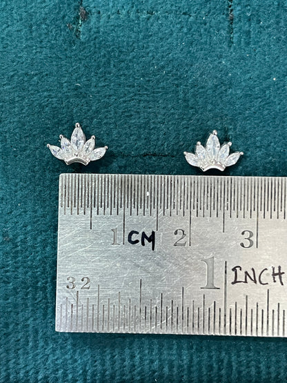 925 Silver Lotus Flower Stud Earrings | CZ Minimal Daily Wear Earrings with Ball Screw Back