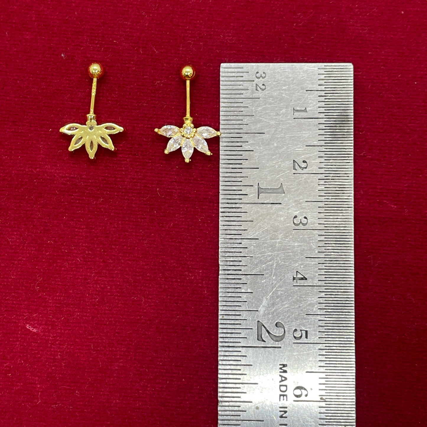 925 Silver Gold-Plated Half Flower Bugadi Pair