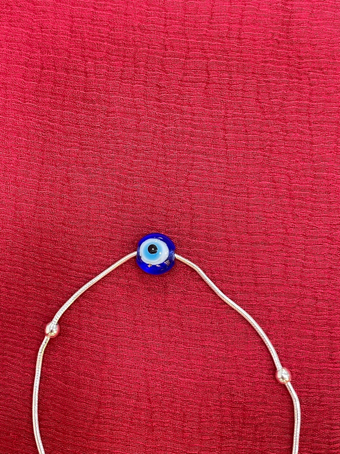 92.5 Silver Evil Eye Minimalist Adjustable Bracelet for Women | Blue Bead Design