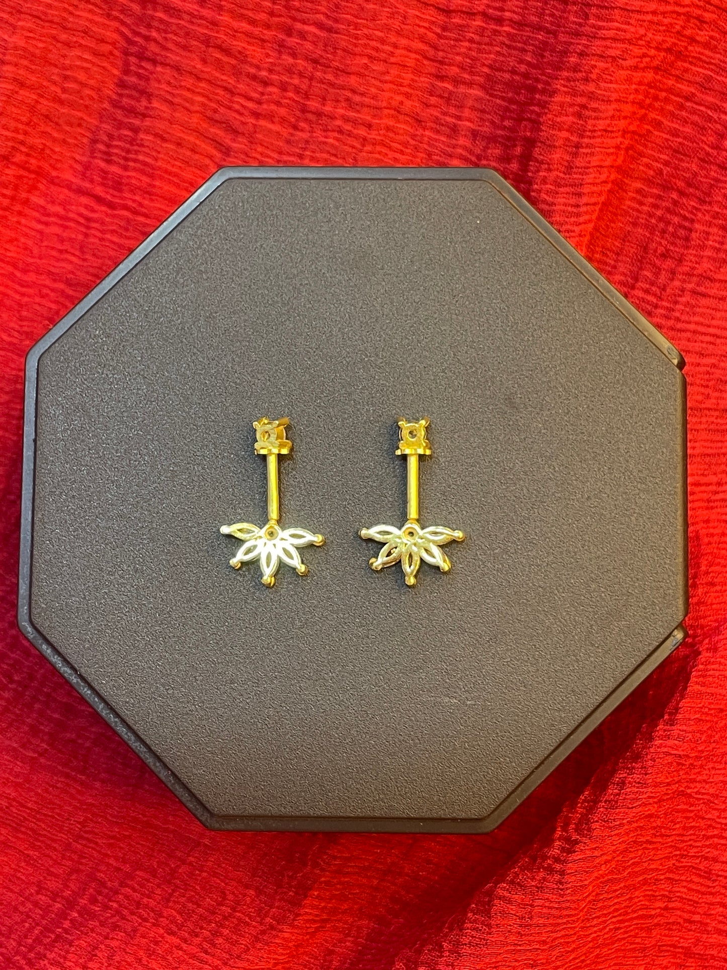 92.5 Silver Gold Plated Flower Bugadi - Pair