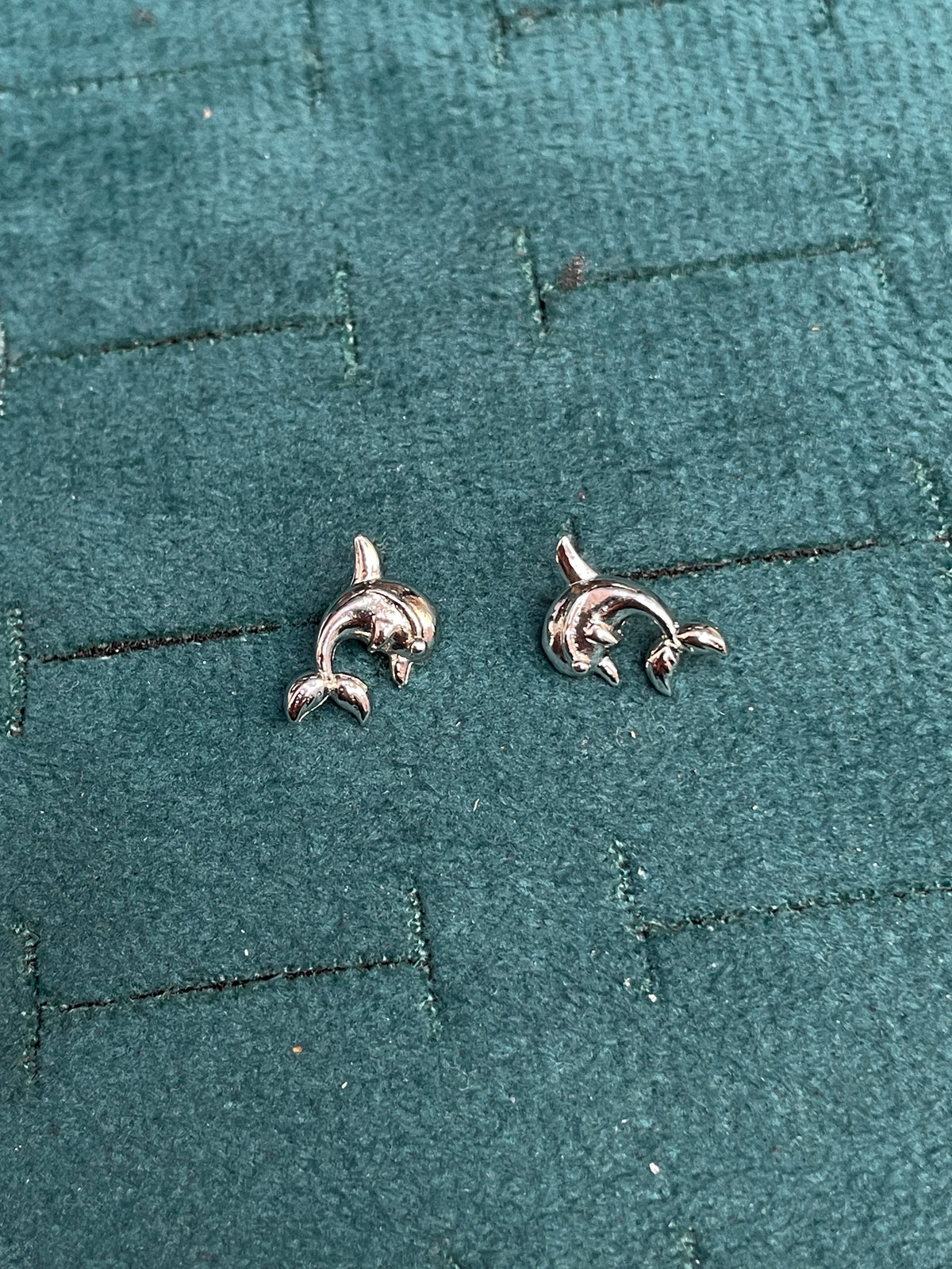 92.5 Sterling Silver Jumping Dolphin Stud Earrings for Women pair