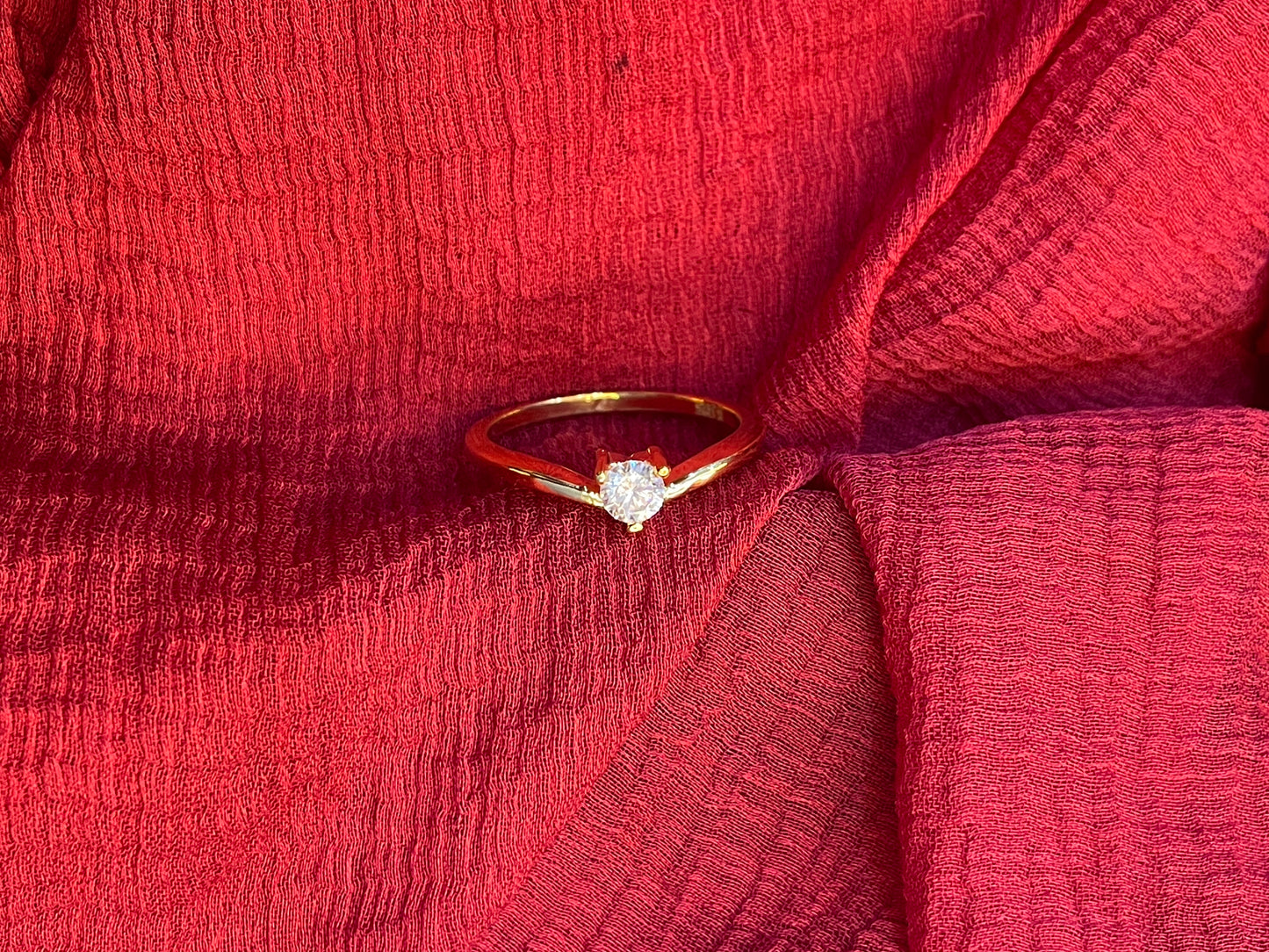 92.5 Silver Gold Plated White Stone Ring for Women Size 13 | Minimal Elegant Jewellery