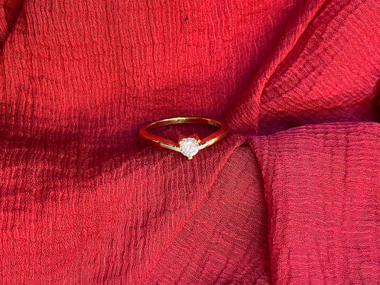 92.5 Silver Gold Plated White Stone Ring for Women Size 13 | Minimal Elegant Jewellery