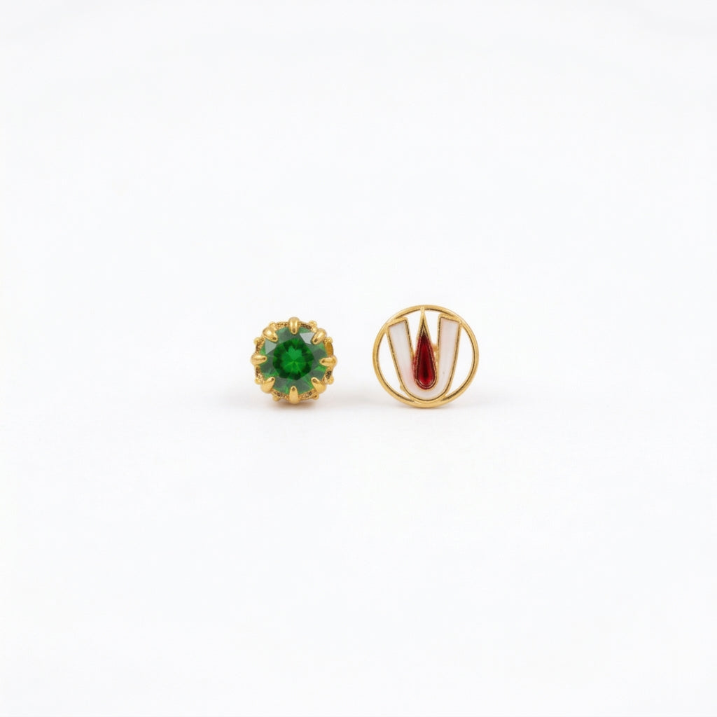 92.5 Silver Gold Plated Govinda Namalu Reversible Stud Single Piece