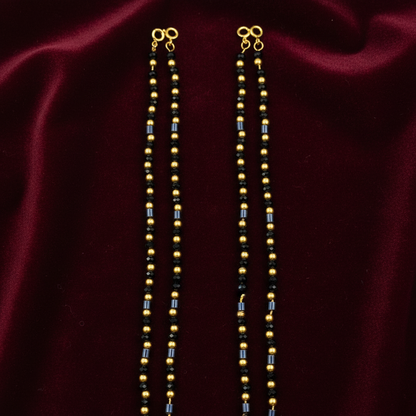 92.5 silver stylish gold plated black beads kids anklets