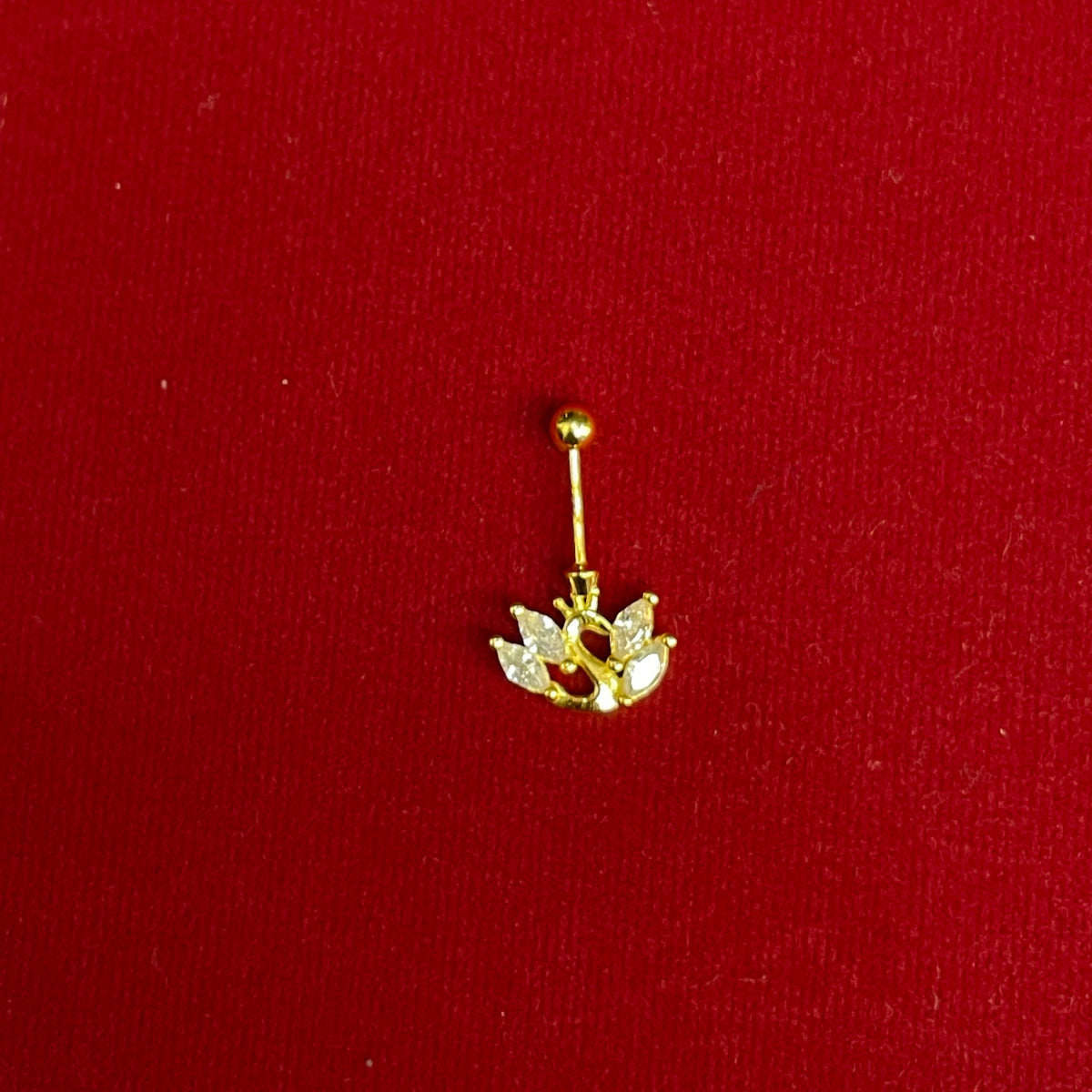 92.5 Silver Gold Plated CZ Swan Piercing Bugadi for Women