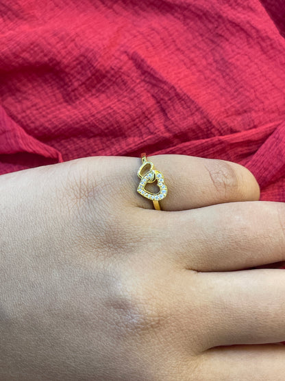 92.5 Silver Gold Plated Heart Ring for Women Size 12 | Elegant Love Design | Jewellery