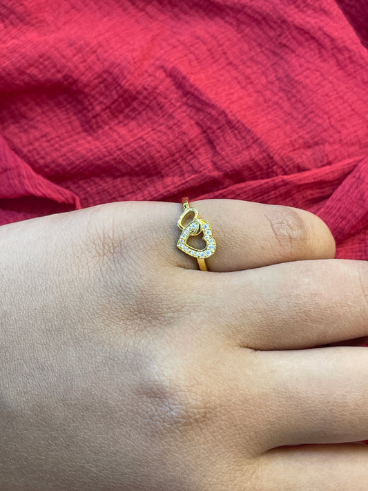 92.5 Silver Gold Plated Heart Ring for Women Size 12 | Elegant Love Design | Jewellery