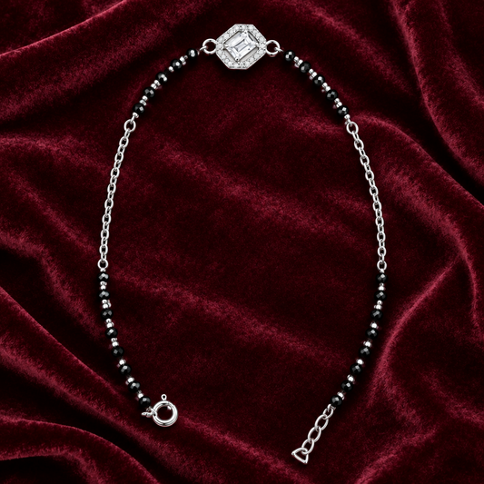 92.5 silver black bead bracelet 