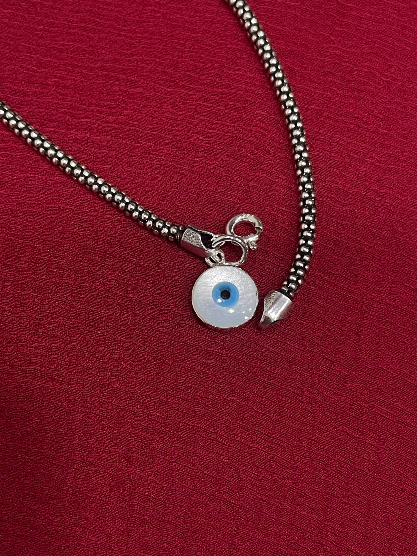 925 Silver Evil Eye Popcorn Bracelet - 7 Inch