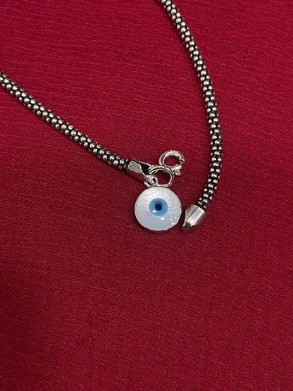 925 Silver Evil Eye Popcorn Bracelet - 7 Inch