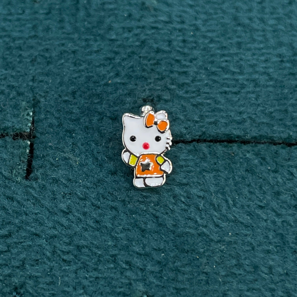 92.5 Silver Enamel Hello Kitty Huggie Hoop Earrings for Girls