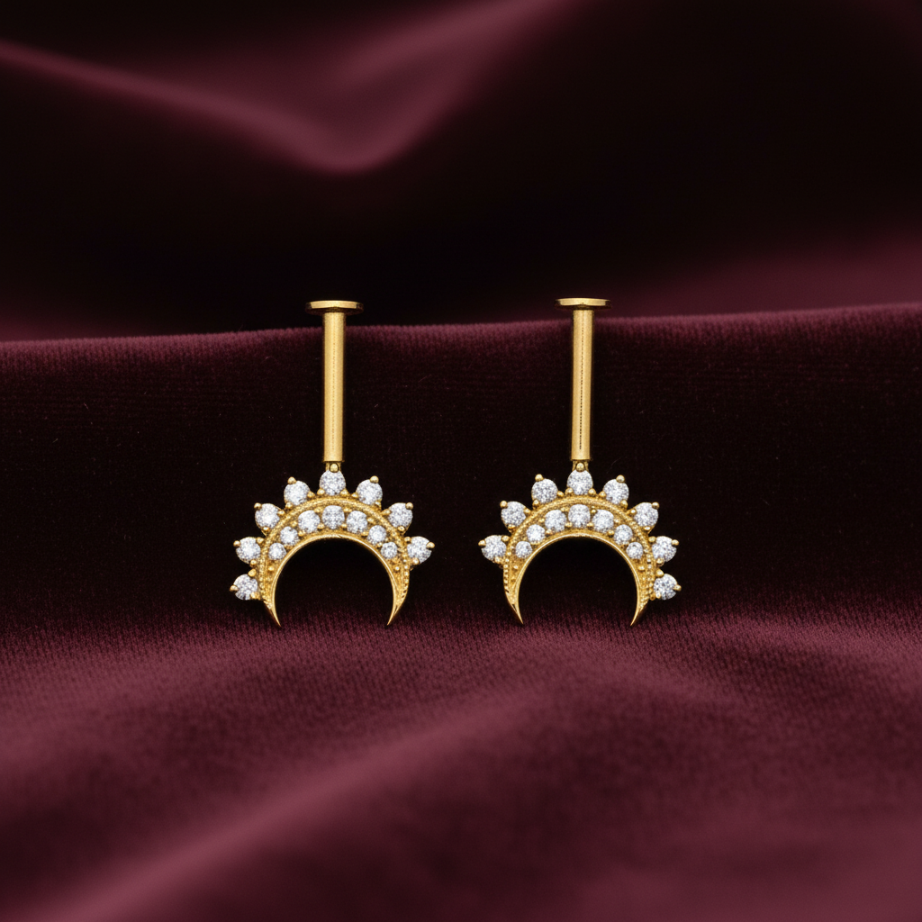 92.5 Silver Half Moon Bugadi (Pair) | Stylish Ethnic Design | Jewellery