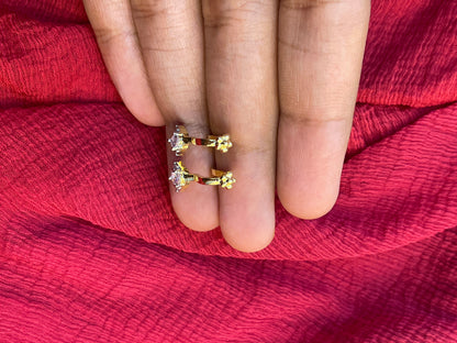 92.5 Silver Gold Plated Floral Press-On Bugadi for Women | Elegant Non-Piercing Ear Cuff | Stylish Jewellery